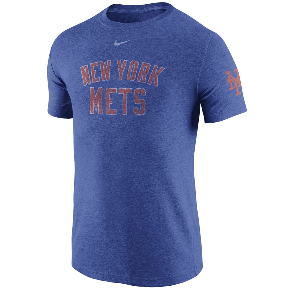 NIKE Men's New York Mets Tri-Blend DNA Sleeve Logo Short-Sleeve Tee S