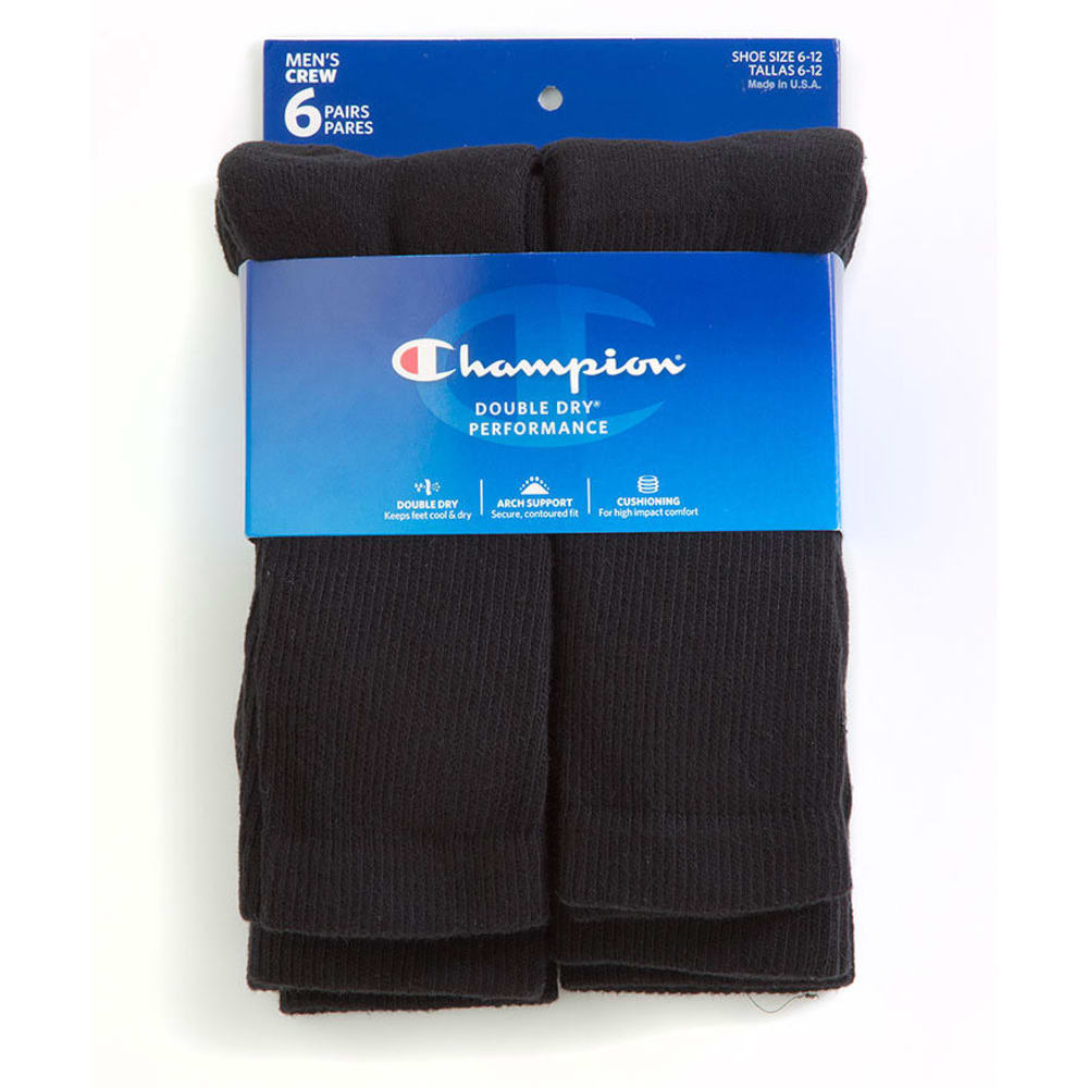 CHAMPION Men's Crew Socks, 6-Pack 10-13