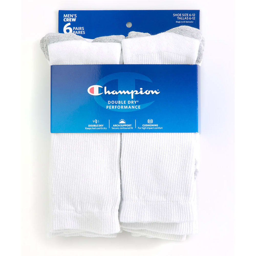 CHAMPION Men's Crew Socks, 6-Pack 10-13
