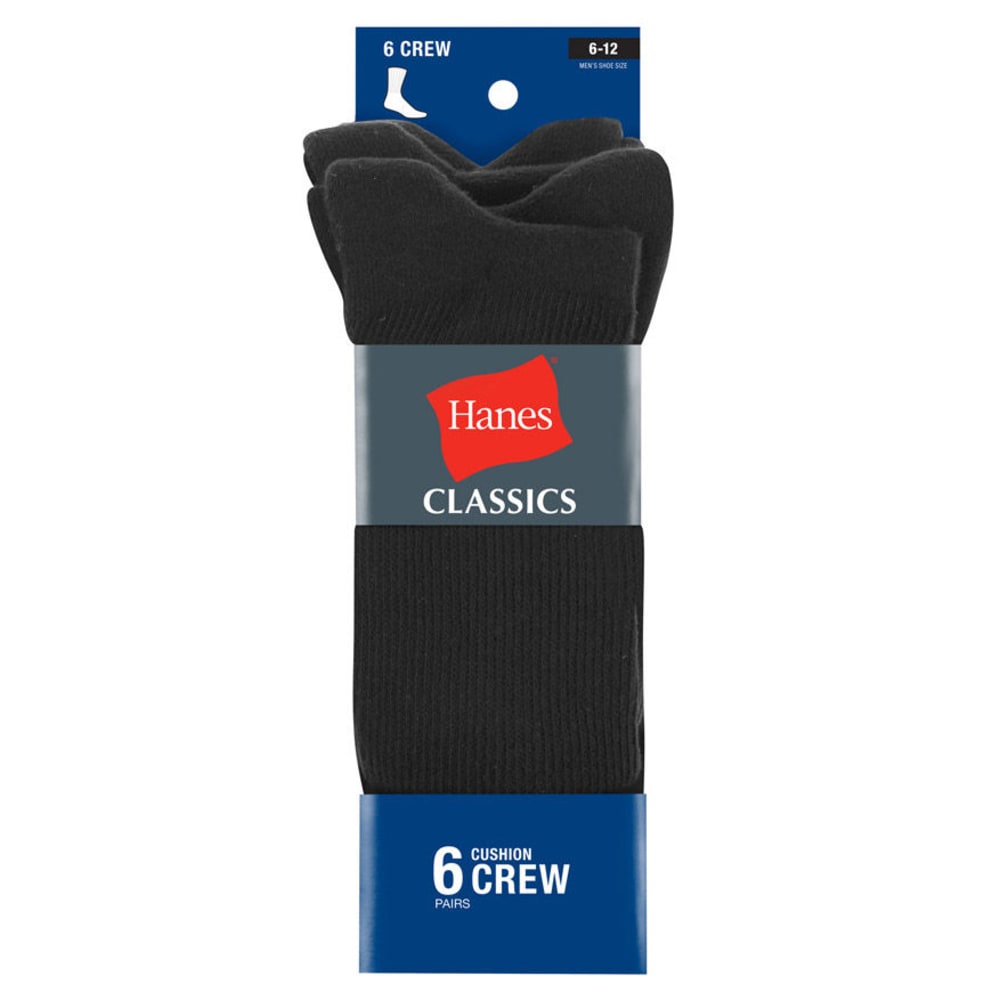 HANES Classics Men's Crew Socks, 6-Pack 10-13