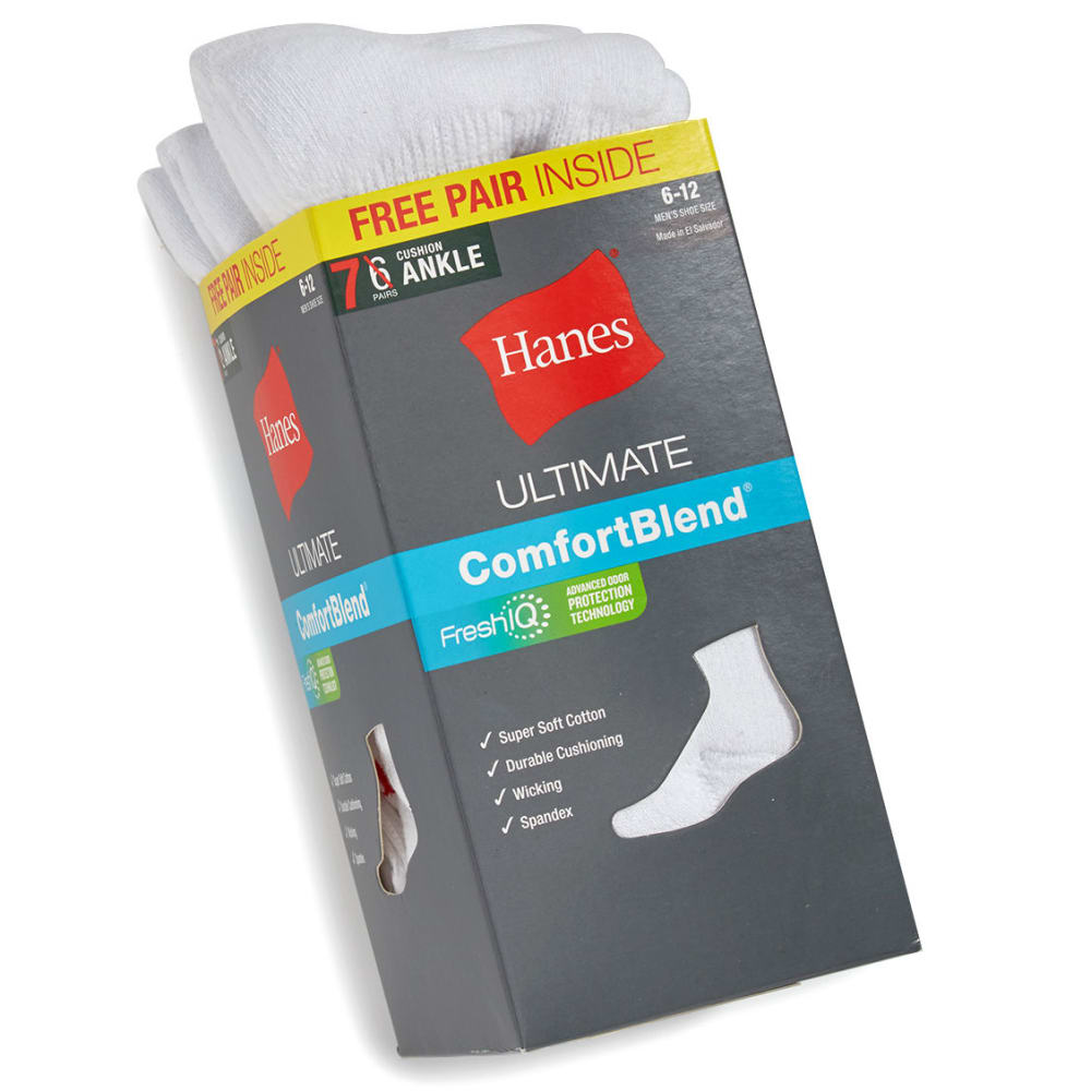 HANES Men's Classic Ankle Socks, 6-Pack +1 10-13