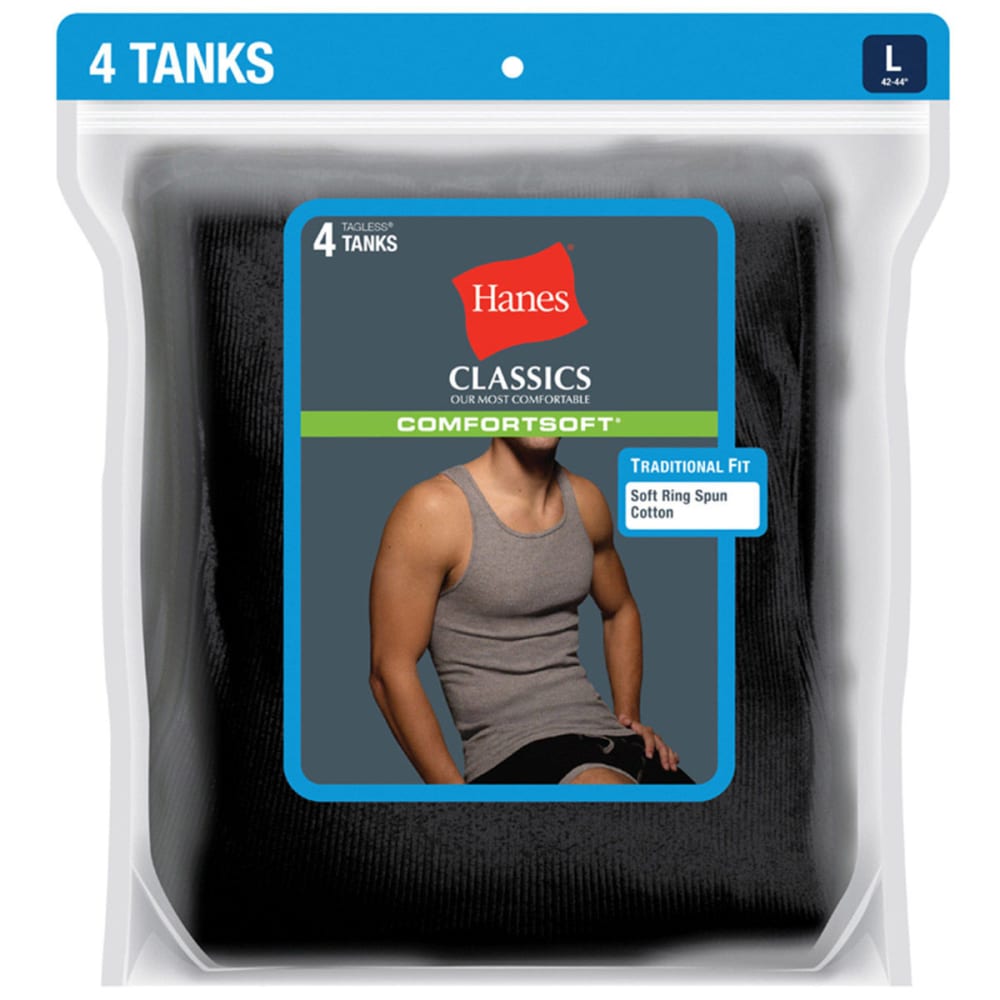 HANES Men's Classics ComfortSoft Tanks, 4-Pack S