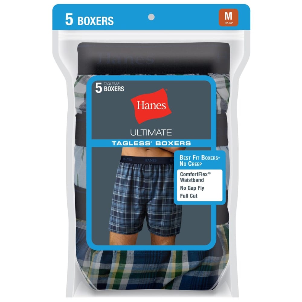 HANES Men's Ultimate Tagless Boxers, 5-Pack S