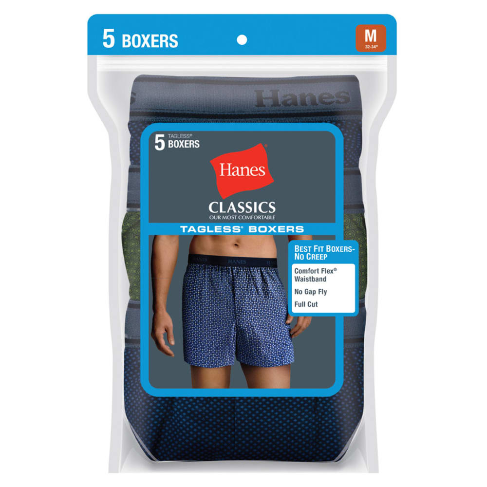 HANES Men's Classics Tagless Boxers, 5-Pack - Bob’s Stores