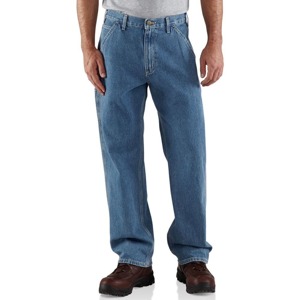 CARHARTT Men's Loose Fit Washed Denim Work Dungarees, Extended Sizes 34/30