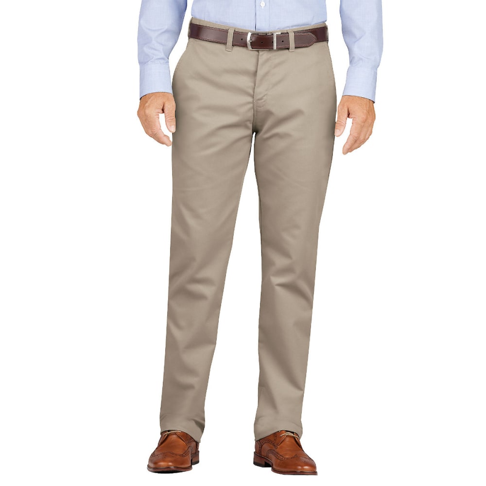 DICKIES Men's Dickies KHAKI Slim Fit Tapered Leg Flat Front Pant 30/30