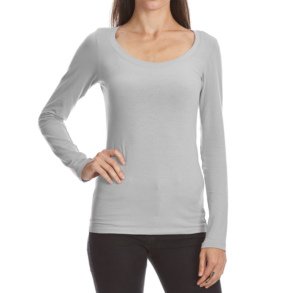 FEMME Women's Basic Long Sleeve Scoop Neck Tee M