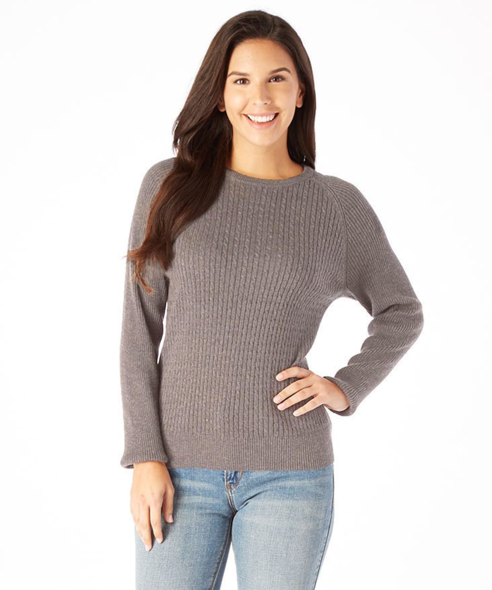 JEANNE PIERRE Women's Cable Crew Sweater with Rib Sleeves - Bob’s Stores