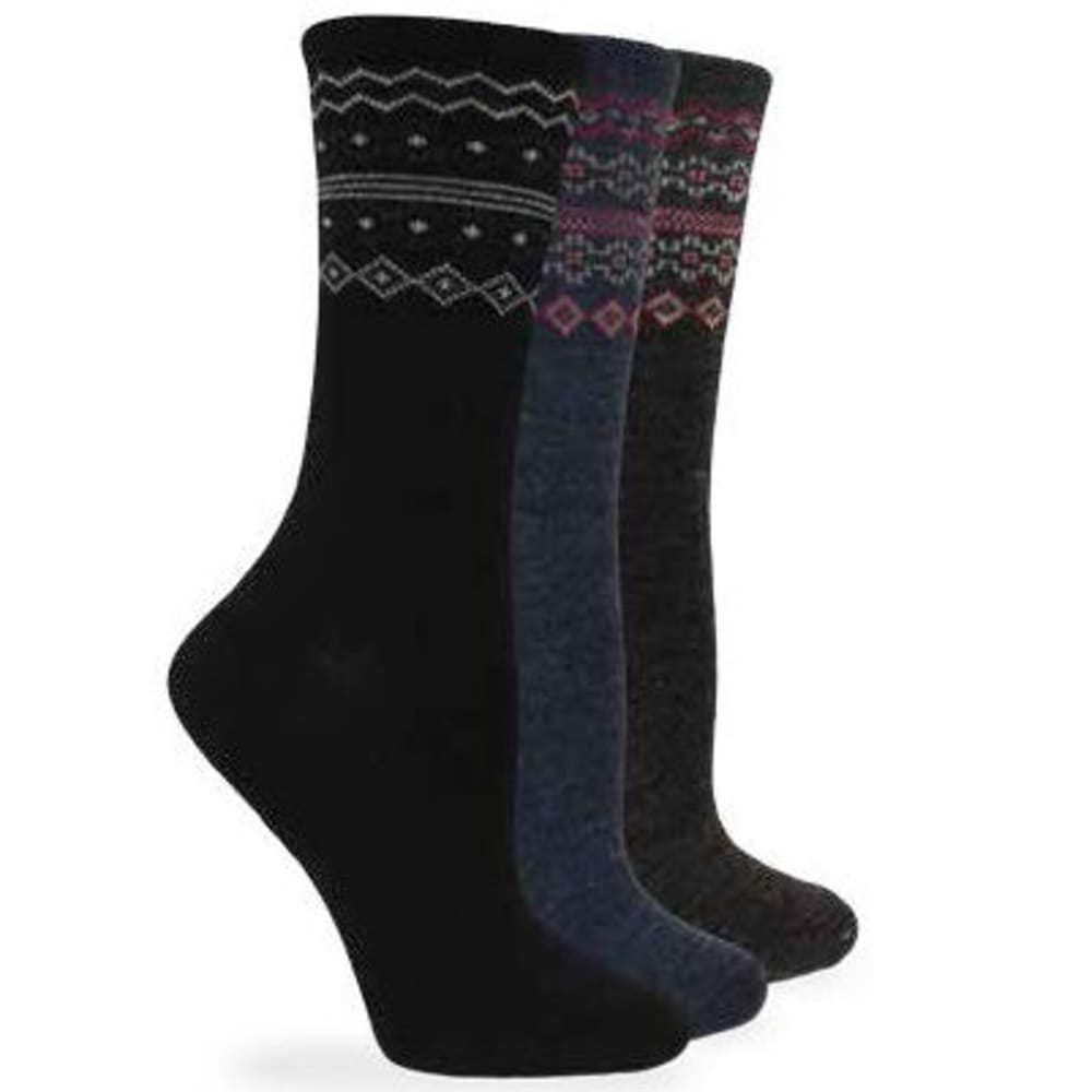 WISE BLEND Women's Fairisle Top Crew Wool Socks, 3 Pack 9-11