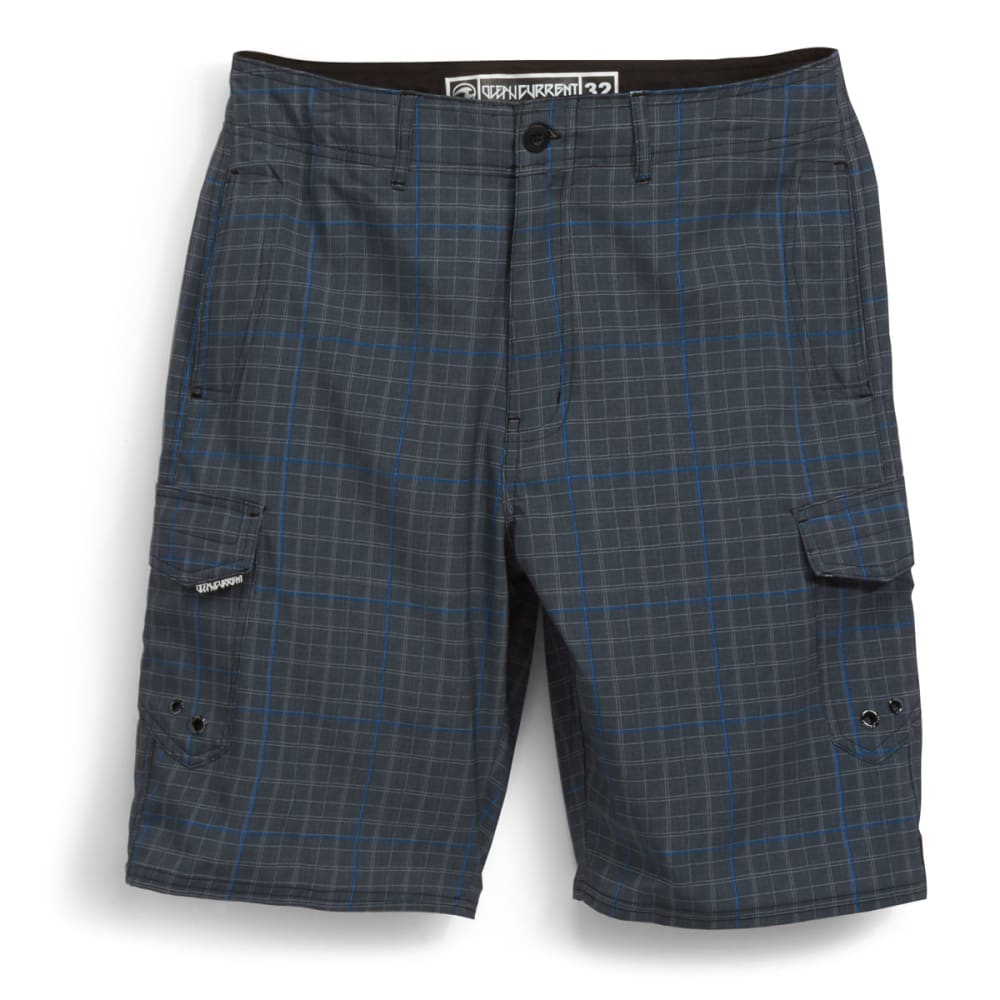 OCEAN CURRENT Men's Plaid Check Cargo Boardshorts 28