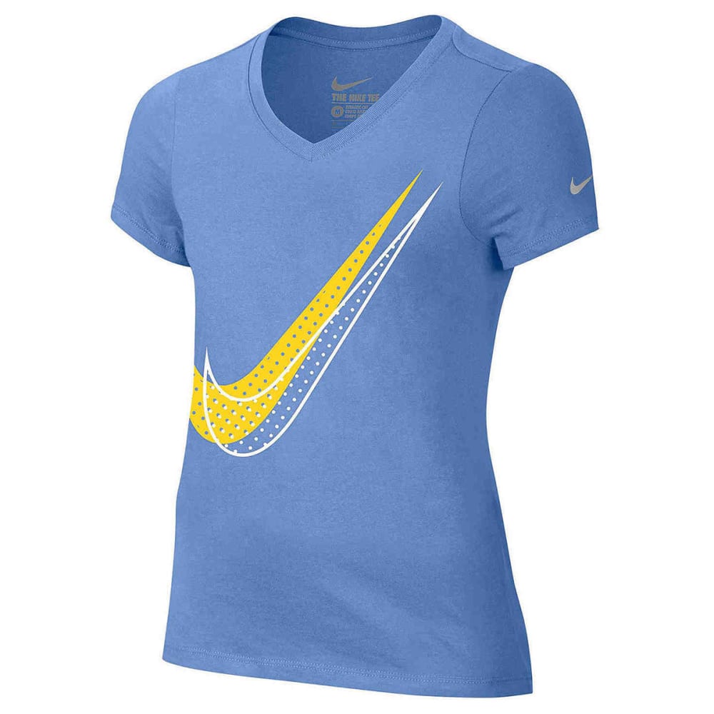 NIKE Big Girls' Shadow Dot Swoosh Short-Sleeve Tee XS