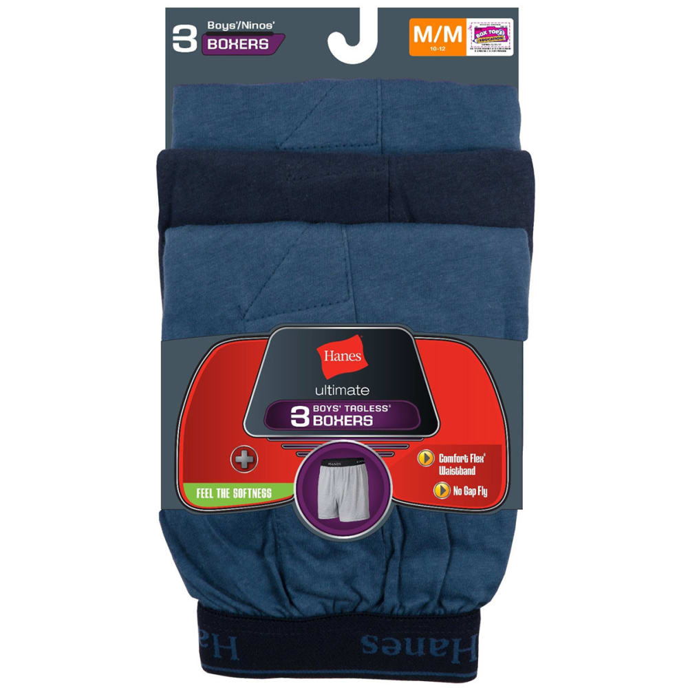 HANES Boys' Knit Boxers 3-Pack S
