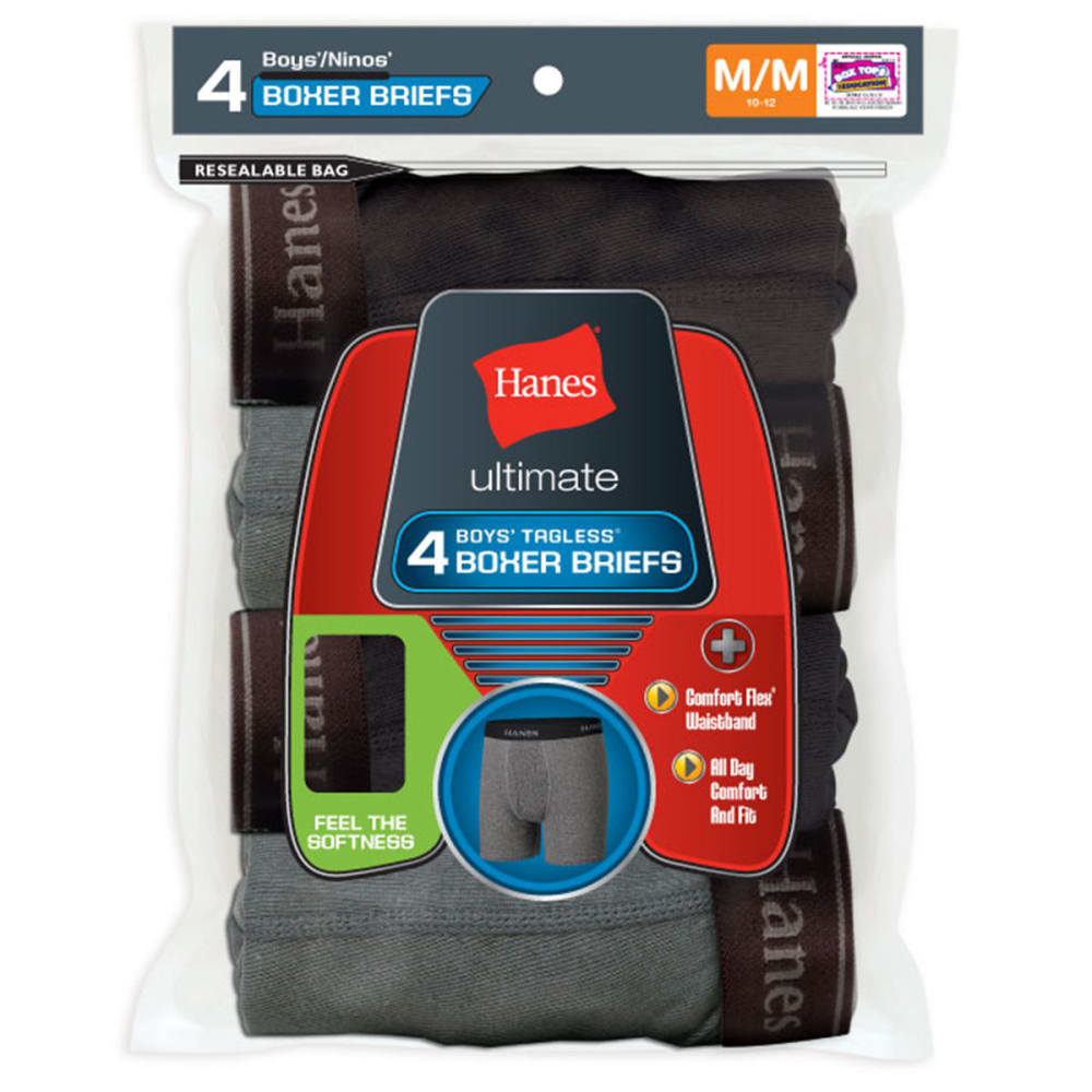 HANES Boys' Boxer Briefs 4-Pack M