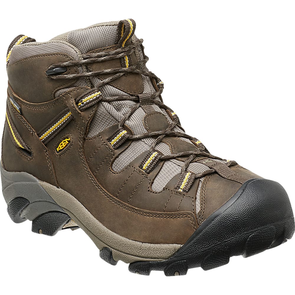 KEEN Men's Targhee II Mid WP Hiking Boots, Black Olive/Yellow - Bob’s ...