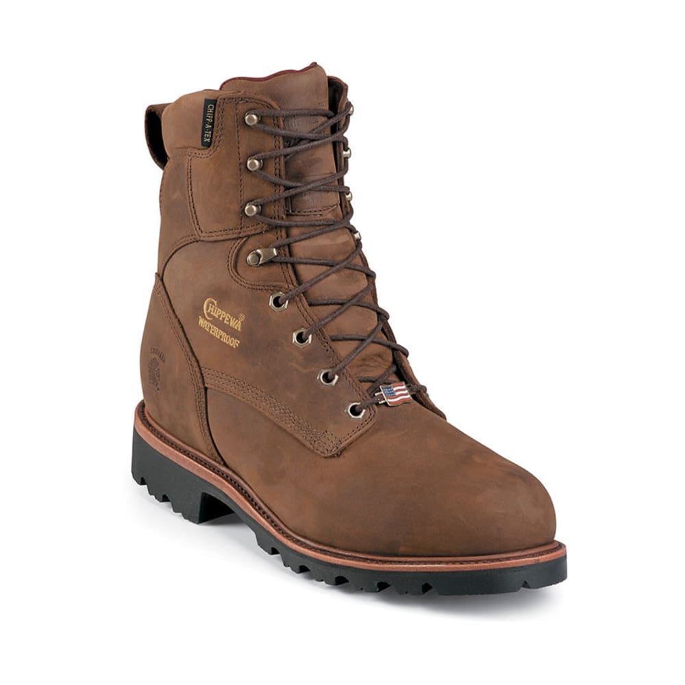 CHIPPEWA Men's 8 in. Waterproof Insulated Steel Toe EH Lace Up Boots, Extra Wide 6.5