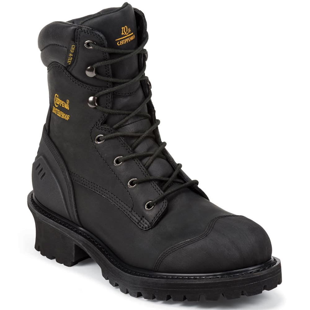 CHIPPEWA Men's 8-Inch Oiled Composition Toe Logger Rugged Boots, Extra Wide Width 9.5