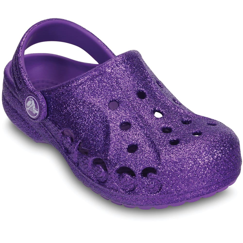 purple sparkly crocs