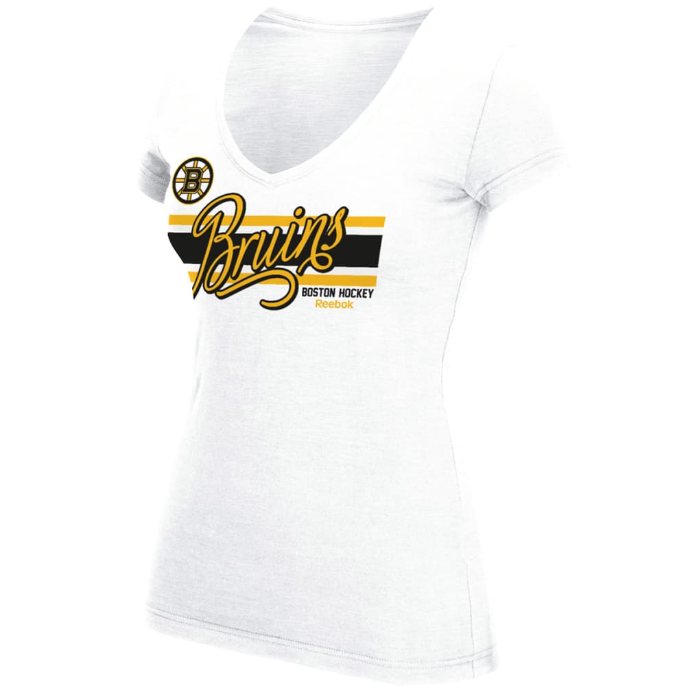 REEBOK Women's Boston Bruins Script Authentic Stripes Tee S