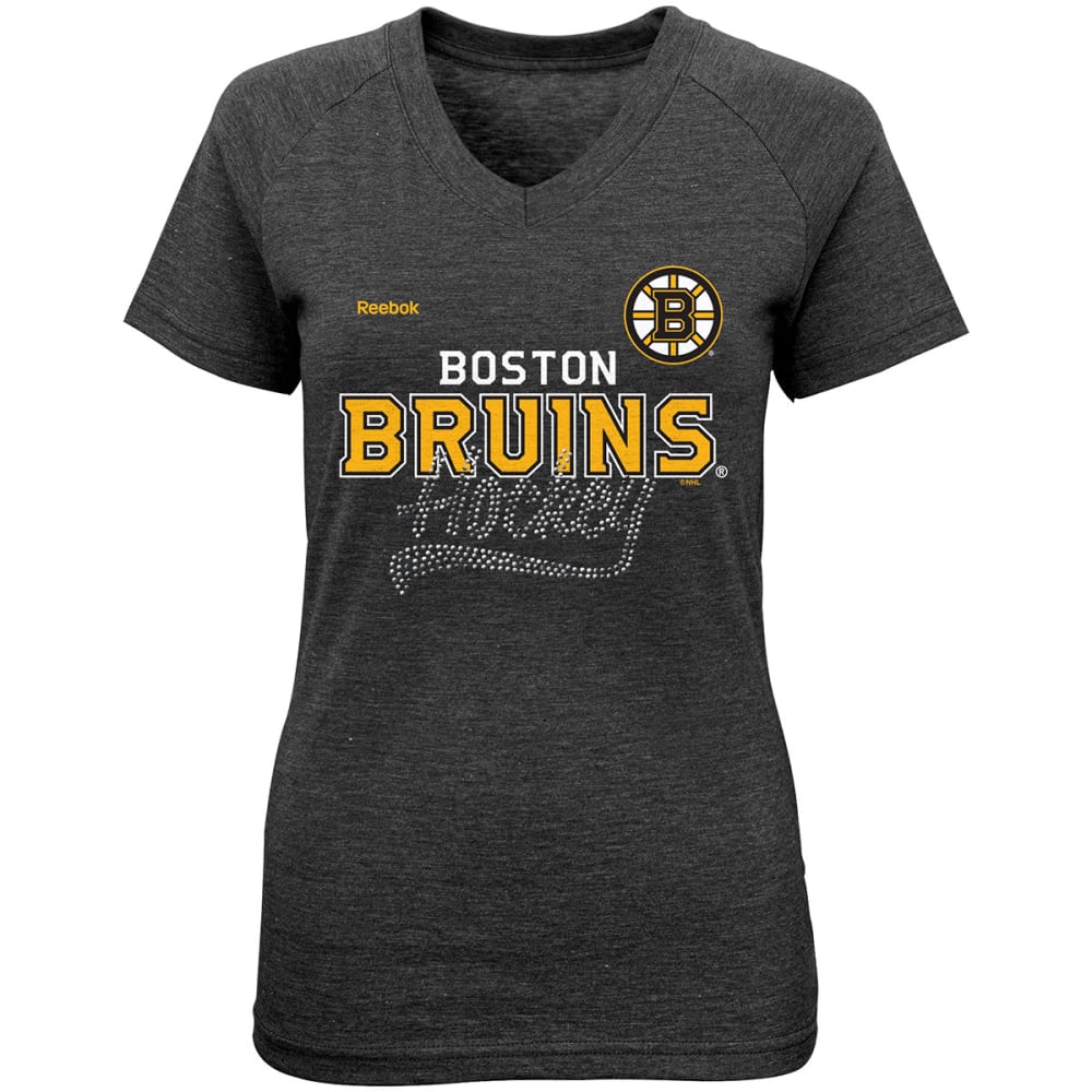BOSTON BRUINS Girls' Rhinestone Wordmark Short-Sleeve Tee S