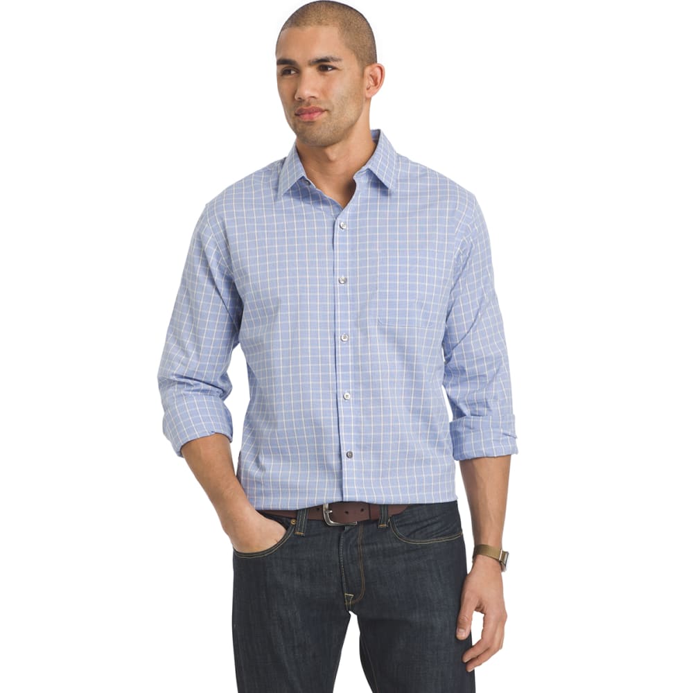VAN HEUSEN Men's Traveler Woven Plaid Long-Sleeve Shirt M