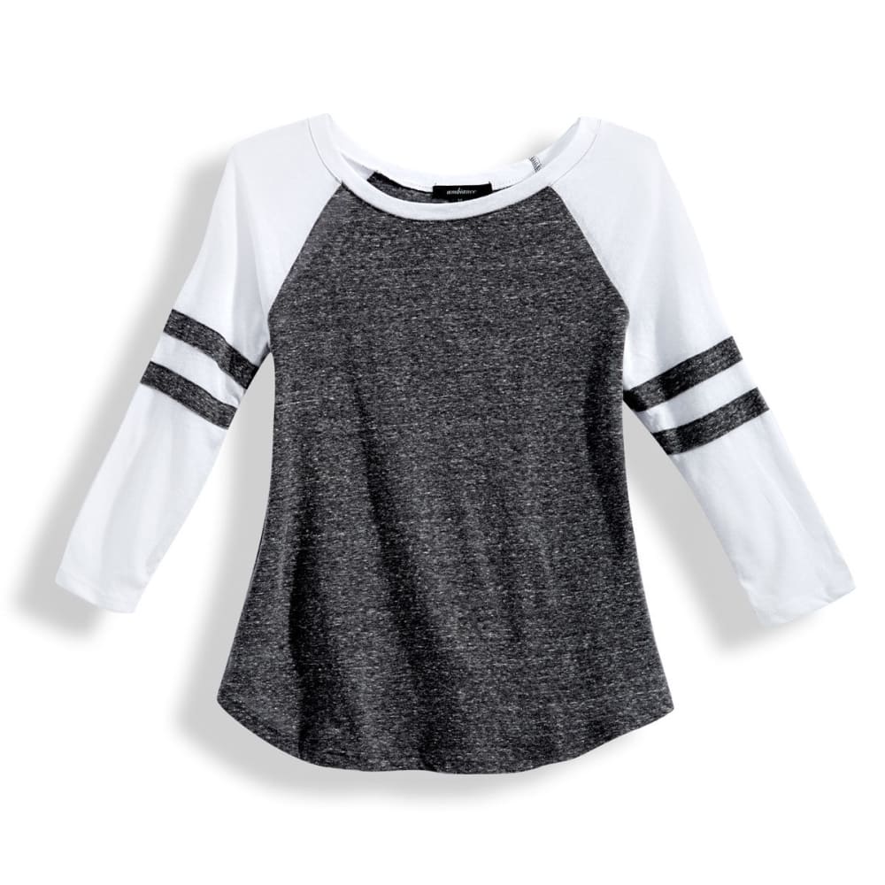 AMBIANCE Juniors' Baseball Rugby Stripe ¾ Sleeve Tee M