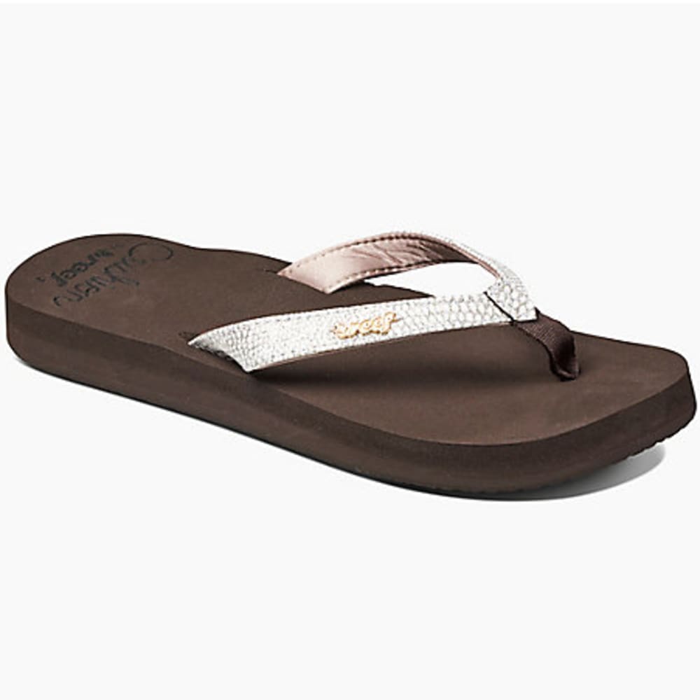 REEF Women's Star Sassy Cushioned Flip Flops, Brown/White 5