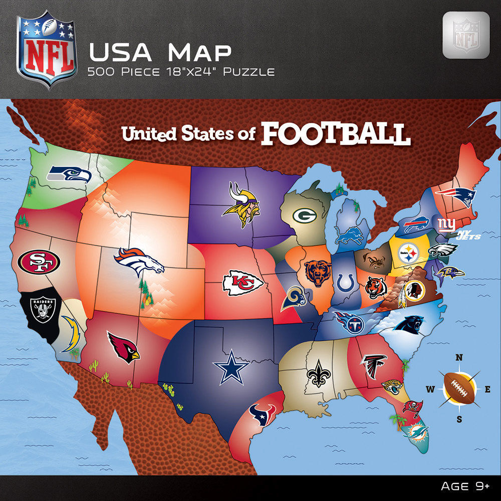 NFL USA 500 Piece Map Puzzle ONE SIZE