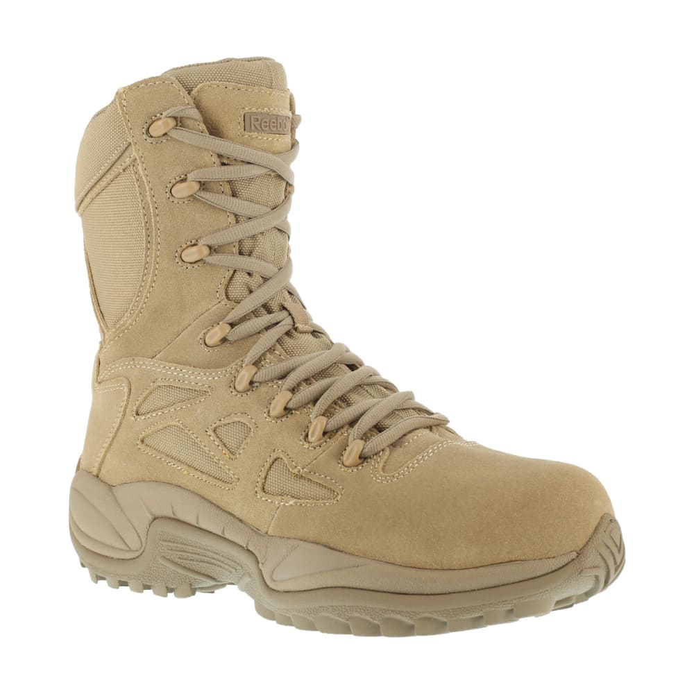 REEBOK WORK Men's Rapid Response 8inch RB Composite Toe Work Boots, Desert Tan, Wide 7