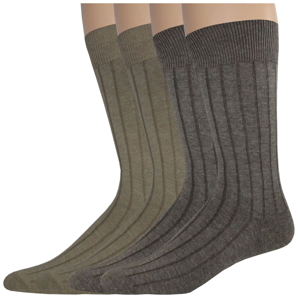 DOCKERS Men's Wide Rib Crew Socks, 4 Pack 10-13