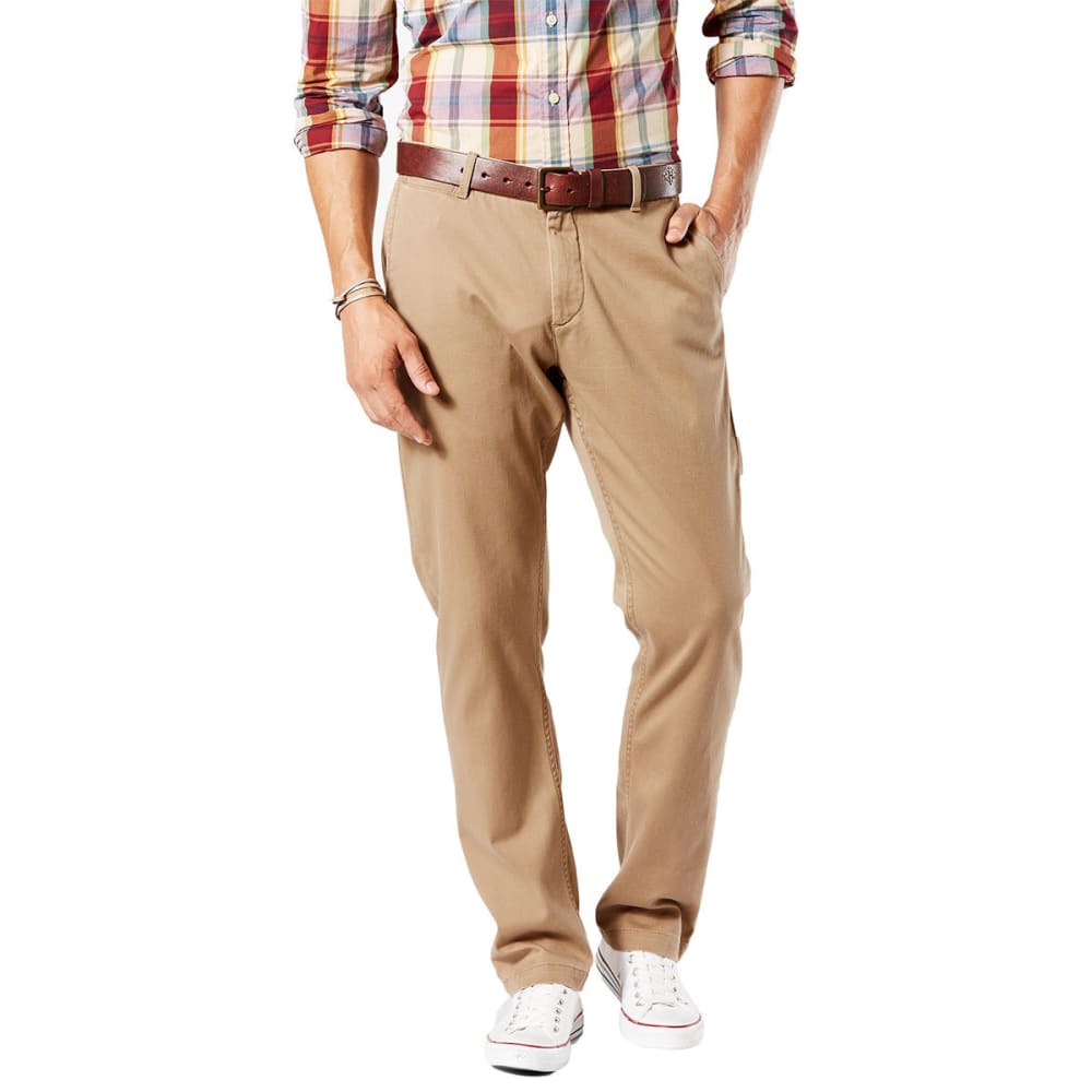 DOCKERS Men's Washed Khaki Slim Fit Tapered Pants 33/30