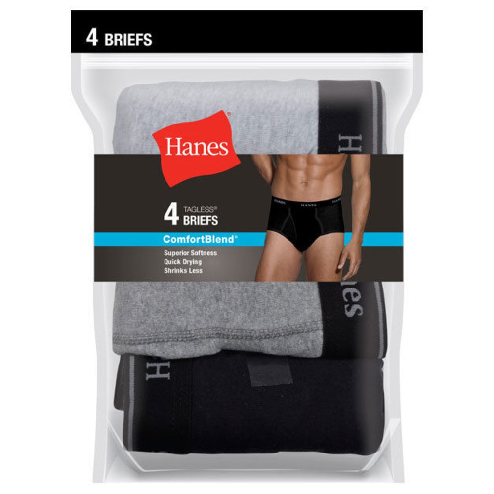 HANES Men's ComfortBlend Briefs, 4-Pack S