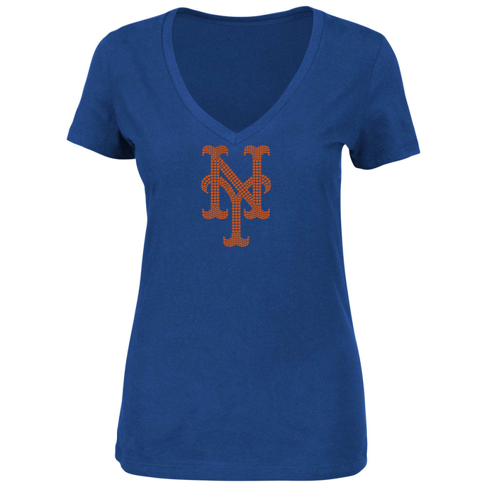 NEW YORK METS Women's Dream Diamond V-Neck Tee S