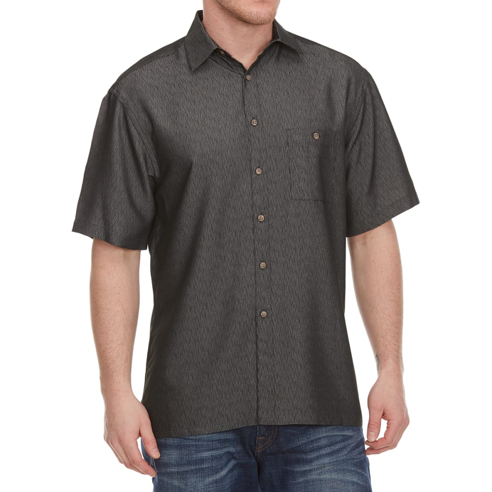 CAMPIA MODA Men's Solid Crepe Woven Short-Sleeve Shirt M