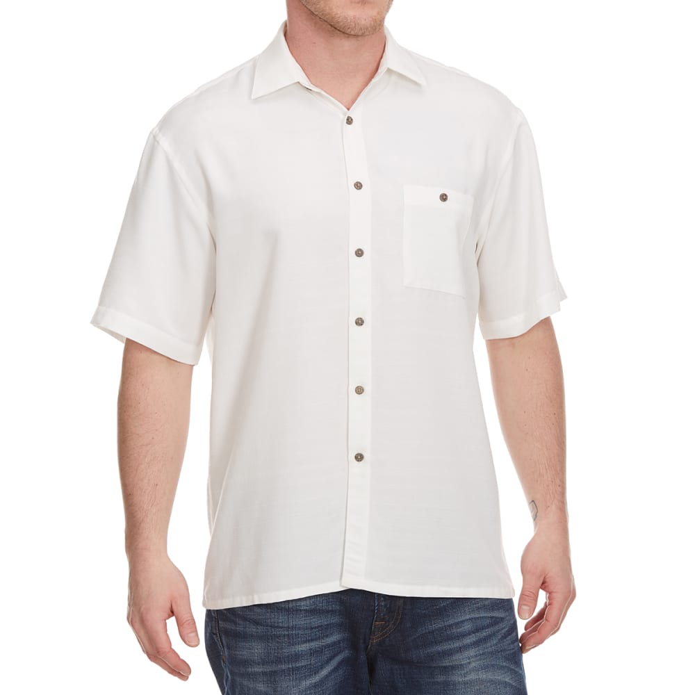 CAMPIA MODA Men's Solid Crepe Woven Short-Sleeve Shirt M