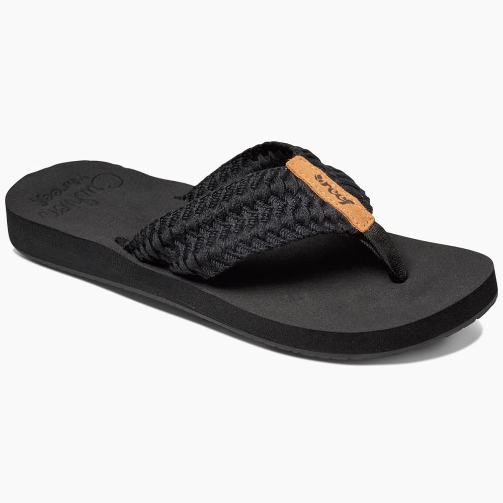 REEF Women's Cushion Threads Flip Flops, Black 6