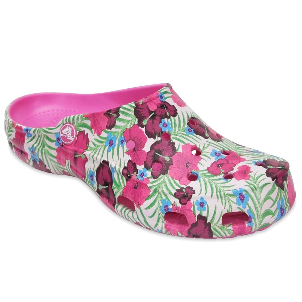 pink crocs with flowers