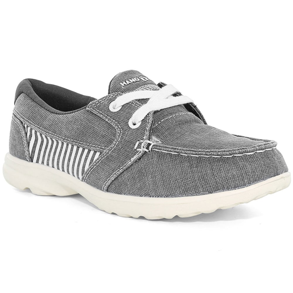 ISLAND SURF Women's Davenport Boat Shoes, Grey Stripe 6