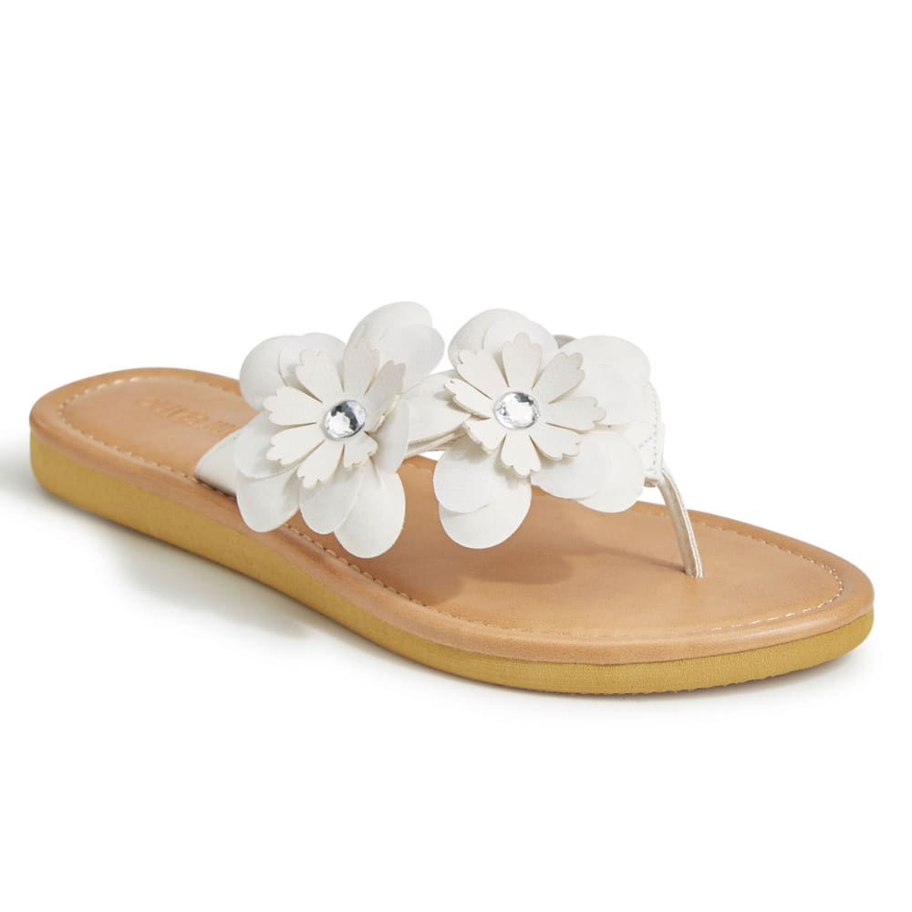 OLIVIA MILLER Women's Asymmetrical Floral Thong Sandals 6