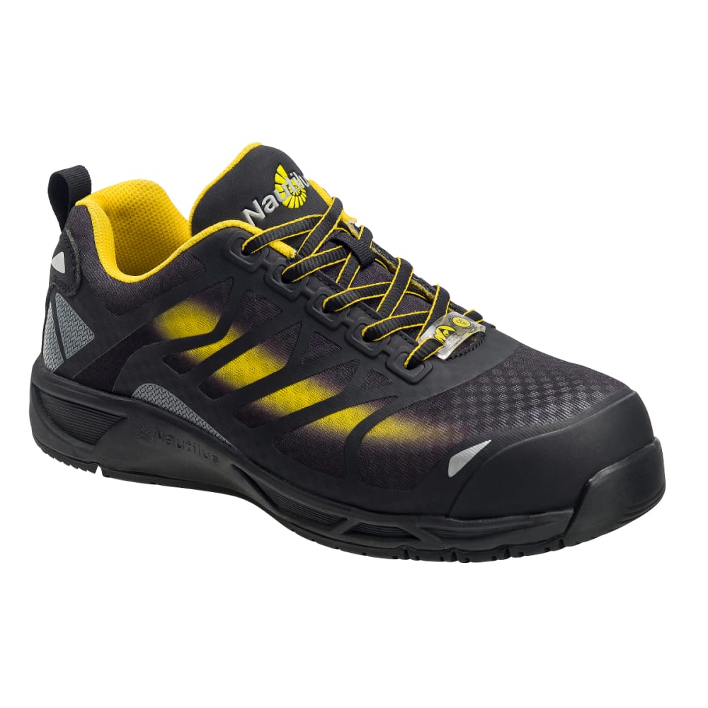 NAUTILUS Men's Advanced ESD Composite Fiber Safety Toe Athletic Work Shoes, Black, Wide 7.5