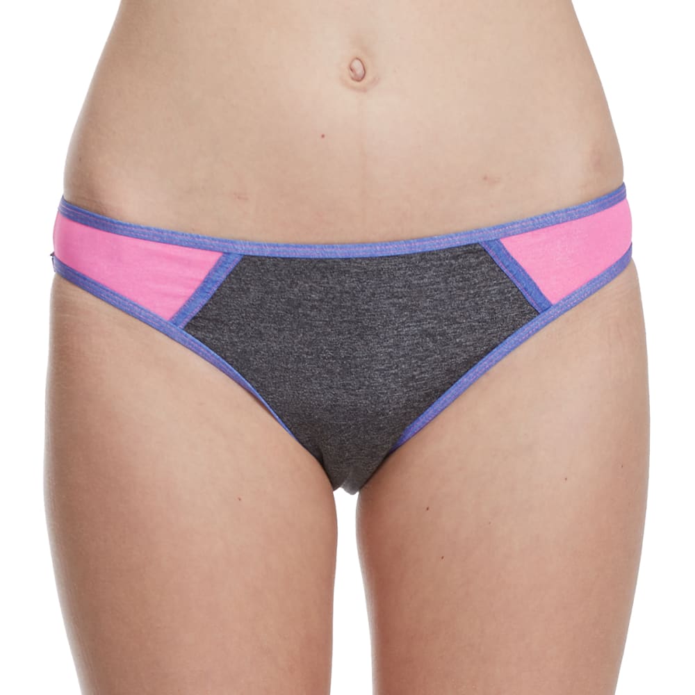 HEAT Juniors' Heather Metallic Color-Blocked Bikini Bottoms L