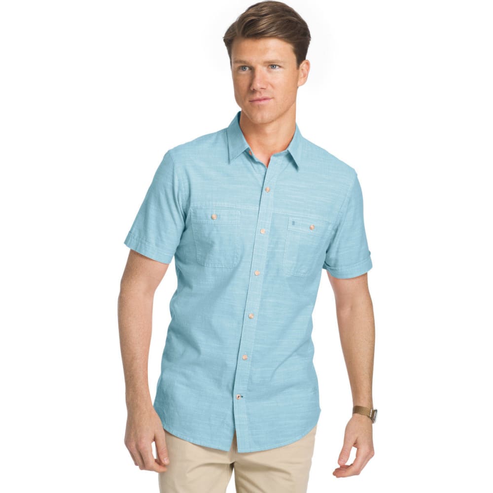 IZOD Men's Saltwater Dockside Chambray Solid Short-Sleeve Shirt - Bob’s ...