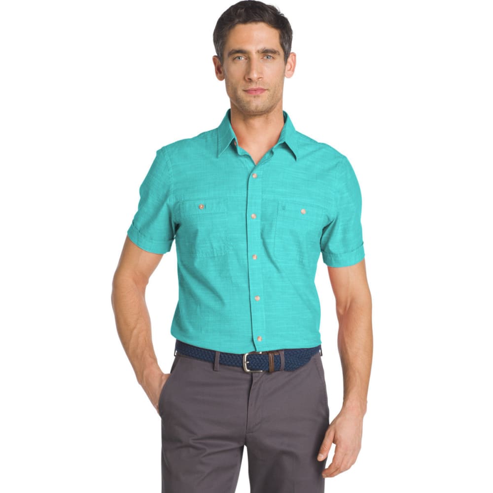 IZOD Men's Saltwater Dockside Chambray Solid Short-Sleeve Shirt - Bob’s ...