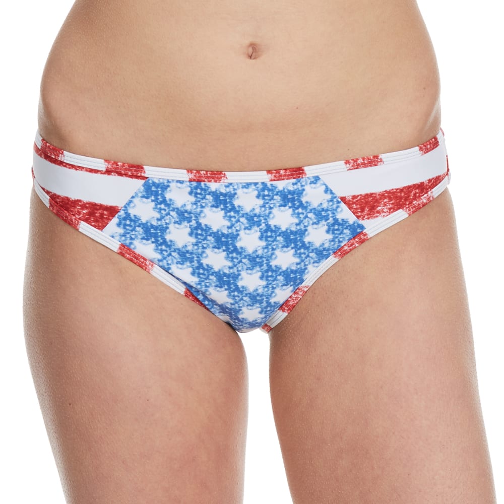 HEAT Juniors' Stars and Stripes Color-Block Hipster Bikini Bottoms S