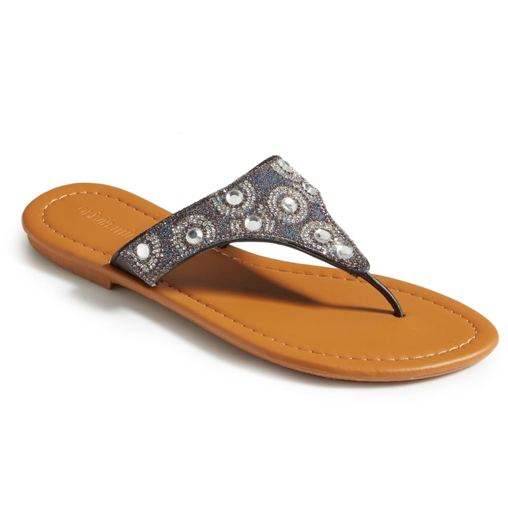 OLIVIA MILLER Women's Hooded Beaded Thong Sandals, Black - Bob’s Stores