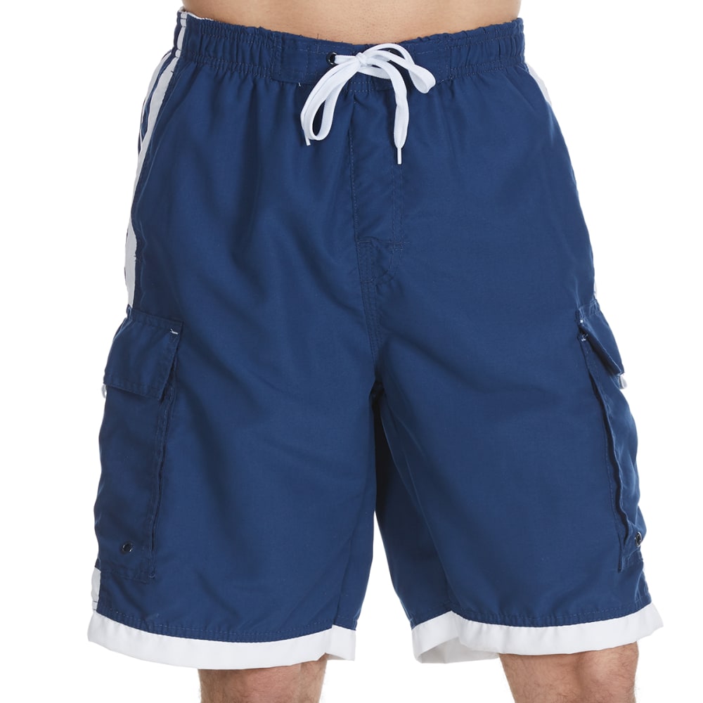 BURNSIDE Guys' Impersonator Double Stripe Swim Shorts M