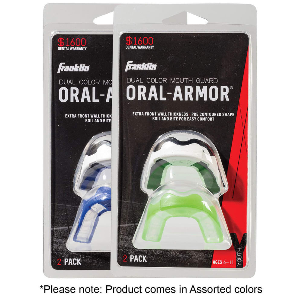FRANKLIN Youth Deluxe Mouth Guard, 2 Pack NO SIZE