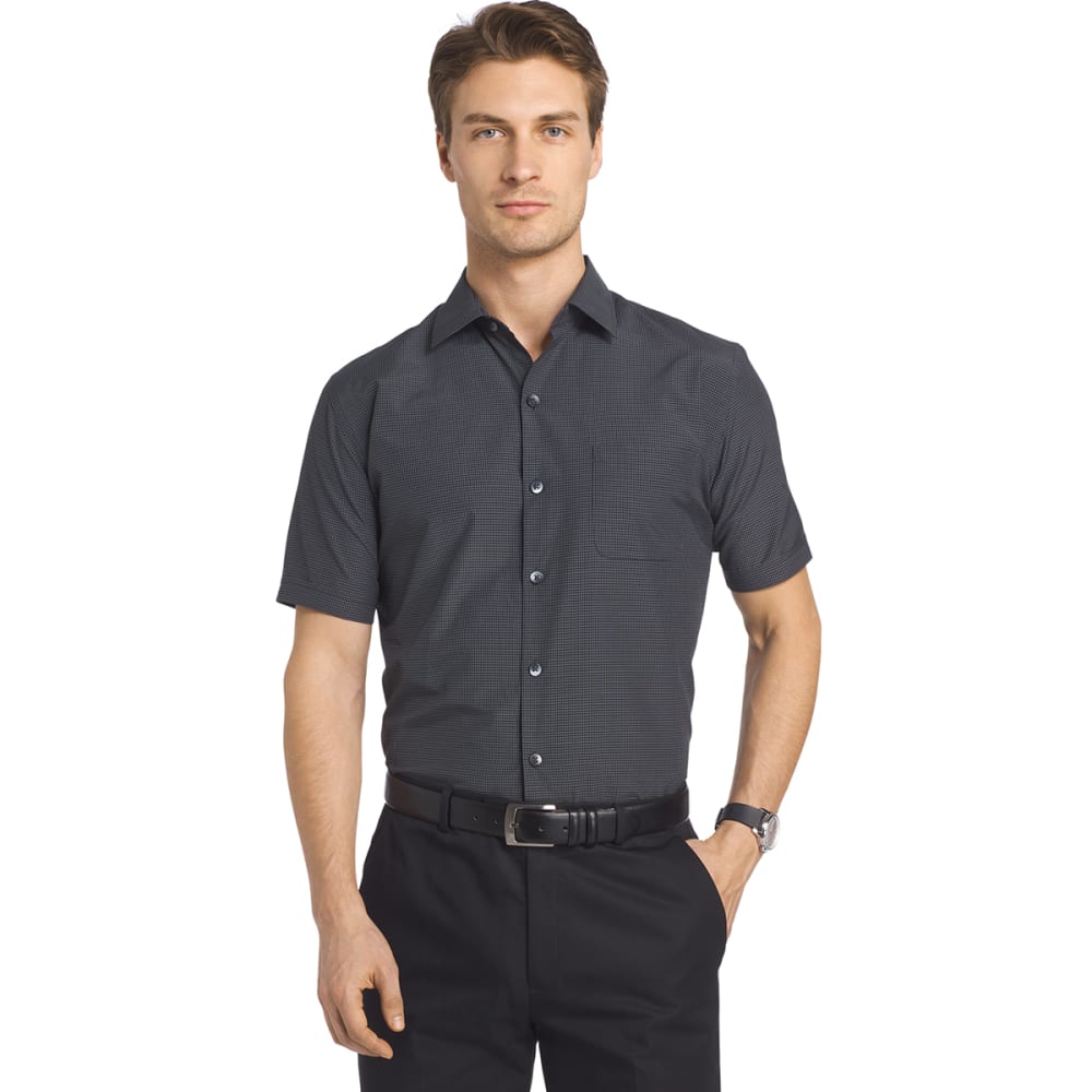 VAN HEUSEN Men's Traveler Small Plaid Short-Sleeve Shirt - Bob’s Stores