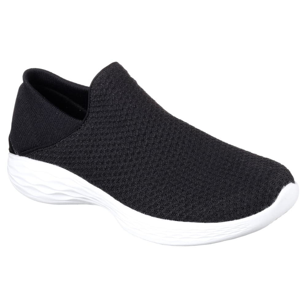 SKECHERS Women's You Sneakers, Black/White 8