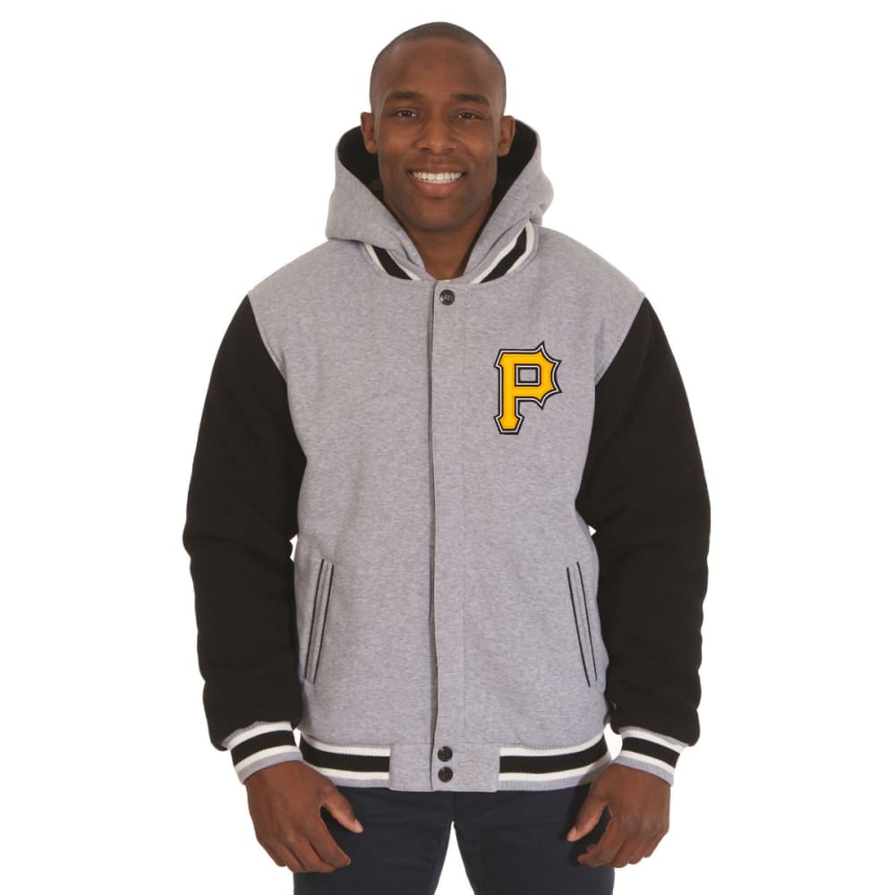 JH DESIGN Men's MLB Pittsburgh Pirates Reversible Fleece Hooded Jacket S