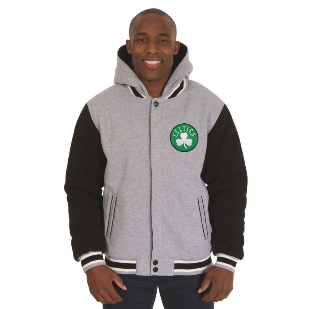 JH DESIGN Men's NBA Boston Celtics Reversible Fleece Hooded Jacket L